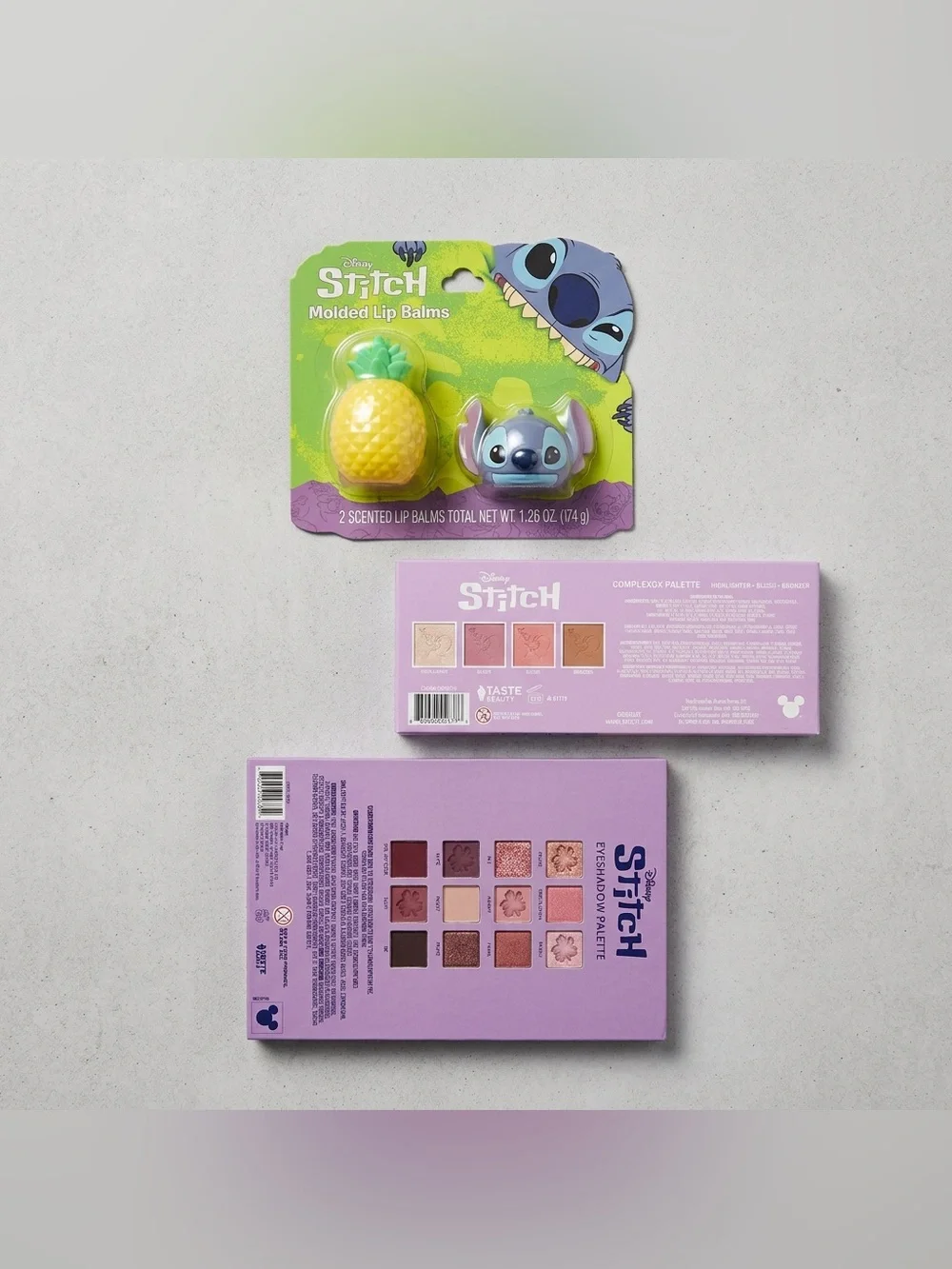 Disney Stitch 3-Piece Makeup Set Eyeshadow Face Palette & Lip Balms